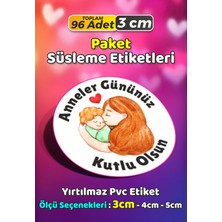 Sb Store Anneler Günü Ambalaj Hediye Paket Süsleme Etiketi Model 3 - 96 Adet 3cm