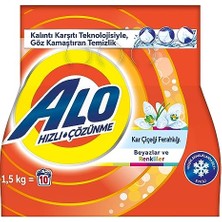 Alo 1,5 kg Kar Çiçeği Ferahlğı Beyazlar ve Renkliler Hızlı Çözülme Toz Deterjan