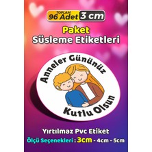 Sb Store Anneler Günü Ambalaj Hediye Paket Süsleme Etiketi Model 13 - 96 Adet 3cm