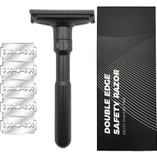 Metal Ayarlanabilir Manuel Geleneksel Tıraş Aleti Makinası 5 Jilet 6 Kademe Siyah