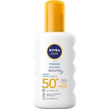 Nıvea Sun SPF50 Anında Güneş Koruyucu Sprey 200ML, Hassas Ciltler Için Yatıştırıcı, Uva Uvb Koruması