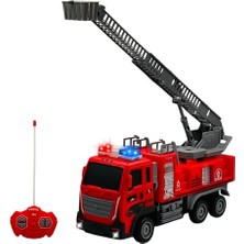 Oyuncak Uzaktan Kumandalı Itfaiye Şarjlı Işıklı Full Fonksiyon Merdivenli Su Hortumlu Vinçli Model (Kırmızı Merdivenli)