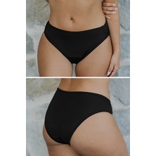 Peddon Regl Dönemine Özel Konforlu Pedkini Mayo Altı Süper Emici Düşük Bel Bikini Altı Siyah Regl Mayosu