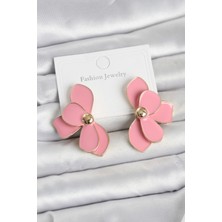 Clariss Pembe Mineli Lotus Model Pirinç Kadın Küpe