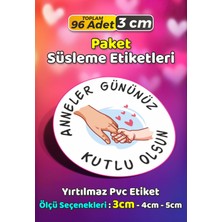 Sb Store Anneler Günü Ambalaj Hediye Paket Süsleme Etiketi Model 19 - 96 Adet 3cm