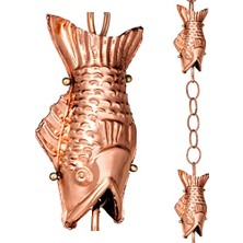 487P-8 Balık Yağmur Zinciri, 8-1/2 Ayak Uzunluğunda, Geniş Geniş Ağızlı, Parlak Bakır