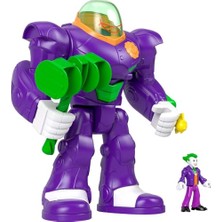 Fisher-Price  Dc Super Friends Joker'in Çekiçli Mekanik Robotu, 7,5 Cm'lik Aksiyon Figürü ve Aksesuar Seti, Fırlatıcılı ve Diskli 26,5 Cm'lik Oyuncak, JDL06