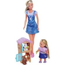 Simba, 105733667, Steffi Love Tavşan Ailesi, Steffi & Evi, Tavşan Kafesi ve Iki Tavşan Figürü Birlikte, 12CM, 29CM