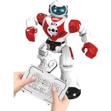 16 Fonksiyonlu Şarjlı Uzaktan Kumandalı Akıllı Robot Sesli Işıklı Programlama Dans Moonwalk Robot (Kırmızı)