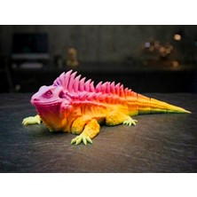 Generic Nokta Labs Hareketli Gökkuşağı Iguana - 3D Baskı Eklemli Stres Oyuncağı ve Egzotik Dekoratif Obje