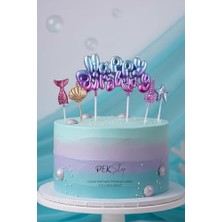 Deniz Kızı Tema Happy Birthday Mum Seti 5li Deniz Kızı Tema Doğum Günü Pasta Mum Seti