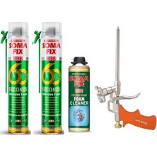Somafix 2 Adet 750 ml Somafix 60 Saniye Çift Kullanımlı Yapıştırma Köpüğü Köpük Tabancası Köpük Temizleyicisi Seti