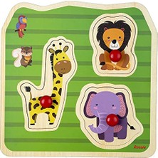 48212 Ahşap Ilk Yapboz - Vahşi Hayvanlar, Çok Renkli