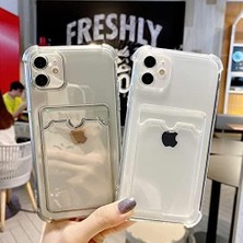 Berry Store 11 Uyumlu Kamera Korumalı Kartlıklı Lüx Yumuşak Silikon Kılıf (Şeffaf, 11)