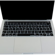 Berry Store Pro Bar Türkçe F Silikon Klavye Koruyucu Uk Düzen Ince Hafif Dayanıklı 13-15 Inç Uyumlu A1706 A1989 A2159 A1707 A1990 Siyah