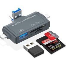 Nisar Store USB Ligtning iphone ile Uyumlu - iPad ile Uyumlu ve Type-C Girişli Kart Okuyucu Multi Otg USB C Adapter Sd Tf Micro Card Reader Micro USB Adapter Lighting Için Dönüştürücü ADS-368