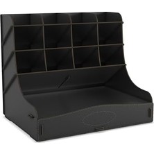 Berry Store Chamber 12 Gözlü Büyük Boy Masaüstü Kalemlik Düzenleyici, Masaüstü Organizer Çekmeceli A4 Evrak Rafı (Siyah)