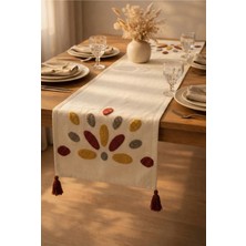 Shopyteks %100 Pamuk Keten Bohem Punch Nakışlı Masa Runner – 30X140 cm Zarif ve Doğal Sofra Dekorasyonu