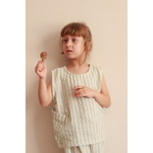 Oh la la Koala For Little Ones Yeşil  Çizgili Asimetrik Cep Detaylı Atlet