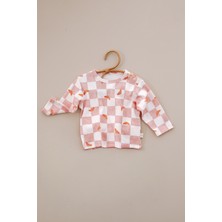 Oh la la Koala For Little Ones Damalı Kruvasan Desenli  Düğme Detaylı Bebek Üst