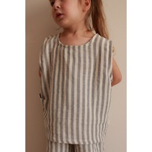 Oh la la Koala For Little Ones Gri Çizgili Asimetrik Cep Detaylı Atlet