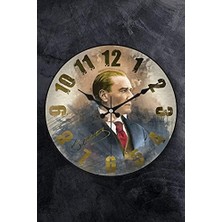 Berry Store 36 cm Gerçek Bombe Cam Akar Saniye Sessiz Mekanizma Dekoratif Atatürk Duvar Saati