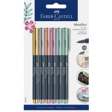 Faber-Castell 6'lı Metalik Markör Set Renkli 15 mm Uç Kalınlığı ile Çoklu Yüzeyler İçin 160706