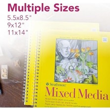 Nisar Store 300 Serisi Karışık Ortam Kağıt Pedi, Yan Tel Ciltli, 11X14 Inç, 40 Yaprak (117 LB/190 G) - Yetişkinler ve Öğrenciler Için Sanatçı Kağıdı -, Guaj, Grafit, Mürekkep, Kalem, Marker