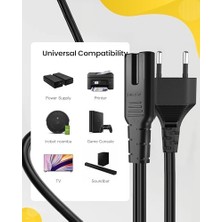 Berry Store Avrupa Ab 2- Yuvalı Yazıcı Güç Kablosu Kablosu, Polarize Olmayan (IEC-320-C7 - Cee 7/16) Avrupa Seyahati Için Tv, Yazıcı, Şarj Cihazları, Ps4 Oyun Konsolu ve Daha Fazlası ile Çalışır