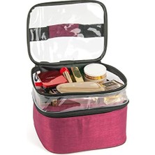 Nisar Store Makyaj Çantası Bavulu Profesyonel Şeffaf Çanta Seyahat Seti Beslenme Çantası Renk 2 Bölmeli