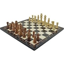 Berry Store Ahşap Satranç Takımı ve Ceviz Desenli Tahtası Büyük Boy (37X37 Cm.)