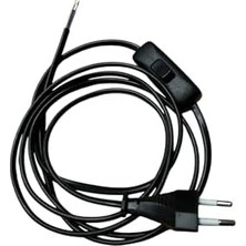 Berry Store 3 Adet Fişli Anahtarlı Arapuarlı Hazır Kablo | 2 Metre, 0.50 Mm² Siyah | Aplik,, Masa Lambası, LED Trafosu Için Pratik Uzatma Kablosu (3)