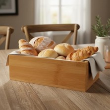Nisar Store Bambu Ekmeklik, Bambu Ekmek Sunum Sepeti, Bambu Ekmek Sunum Kutusu 25X14X8 cm