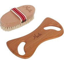 Berry Store MAR'LE%100 Doğal At Kılı Selülit Fırçası ve Ahşap Selülit Masaj Aleti