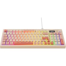 Nisar Store Kb-79 Sılent Pro Bej/pembe/turuncu Sessiz Rgb Q Membrane Oyuncu Klavyesi
