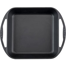 Nisar Store Metal Döküm Kızartma Tavası, Kare, 26X26 Cm, Siyah