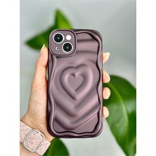 Nisar Store 13 ve 14 ile Uyumlu 3D Mat Kabartma Kalp Desenli Kamera Korumalı Silikon Kılıf