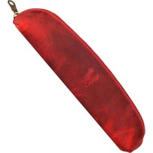 Berry Store Favara - Premium Serie Hakiki Eskitme Deri Kalemlik (Kırmızı)