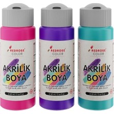 Nisar Store Mor, Fuşya, Turkuaz Akrilik Boya 3'lü Set 3X60 ml