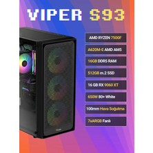 Sinerji Viper S93 Sapphire Radeon RX9060XT 16GB Ryzen 5 7500F 16GB Ddr5 500GBSSD