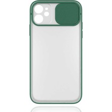 Berry Store 11 ile Uyumlu Arkası Mat Yapıya Sahip Sürgülü Kamera Korumalı Silikon Kılıf (Yeşil)