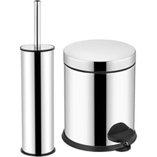 Berry Store Pedallı Çöp Kovası Wc Fırça Set 3 Lt Krom