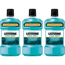 Listerine Cool Mint Ağız Gargarası 1000 ml x 3 Hacim Ferahlatıcı Etki ile Plak ve Tartar Karşıtı