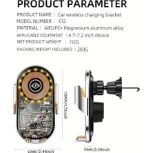 Berry Store Cyberpunk Kablosuz Araç Şarj Cihazı Montajı, 15 W Hızlı Şarj, Araba Havalandırma Için Otomatik Sıkıştırmalı Telefon Montajı, IPHONE15/14/13/12/11/X/8 Serisi/ Galaxy Telefonları Için