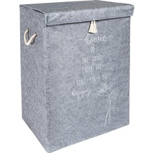 Berry Store Çamaşır Sepeti Kirli Çamaşır Torbası Çamaşır Sepet Keçe Kapaklı Çok Amaçlı Kutu Sepet Oyuncak Saklama Sepeti Renk (55X40X30 Cm) (Gri)