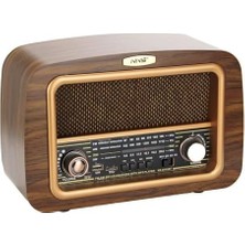 Berry Store Retro Radyo Taşınabilir Bluetooth Speaker ve Hoparlör Klasik Antika Tarzı Iç ve Dış Mekan Multiband USB Girişli Dekoratif Klasik Radyo 18CM x 28CM 6655 Açık Kahverengi