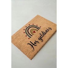 Chilai Home Coco Tunnel Love 40x60 cm Kahverengi Koko Paspas Yazı Desenli Kaymaz Tabanlı