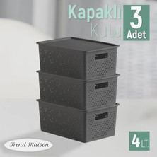Trend Maison Çok Amaçlı Düzenleyici Organizer 4 L. Plastik Kapaklı Saklama Kutusu 3 Adet