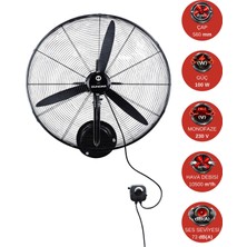 Dündar SV 50 50 cm (20'') 1430 D/D 220 230 Volt Monofaze Duvar Sanayi Tipi Vantilatör