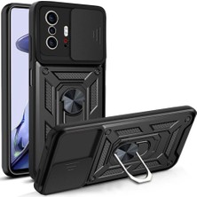 Nisar Store Oppo A54 4g Uyumlu Kılıf Lens Sürgülü Yüzüklü Tank Silikon Pars - Siyah